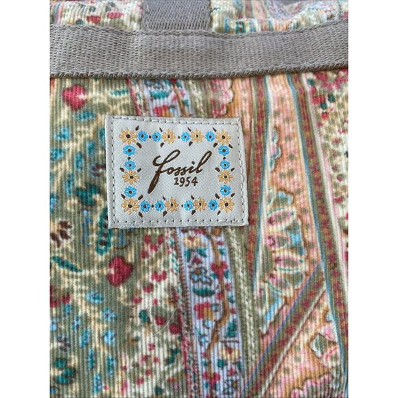 Vintage Y2K Fossil 1954 Paisley Floral Corduroy Crossbody Boho Purse Bag - Picture 2 of 13